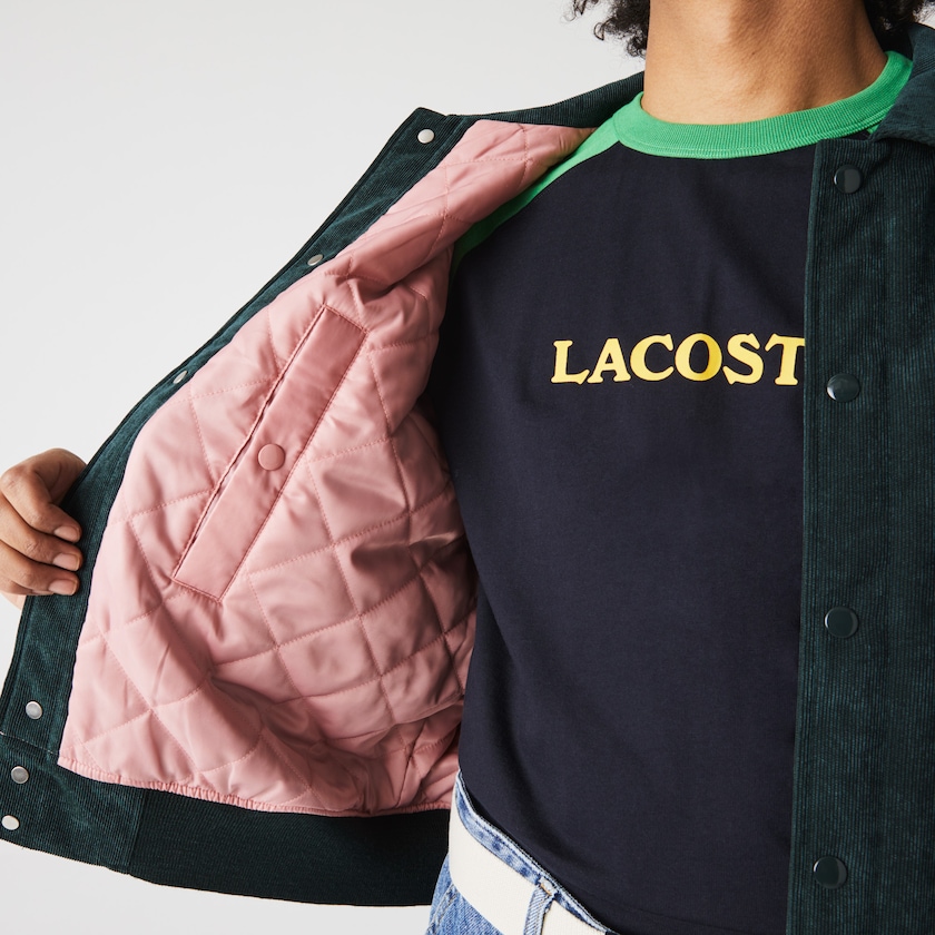 Women's Lacoste Dark Green Jackets LIVE Ribbed Velvet Bomber CB5-88658K9