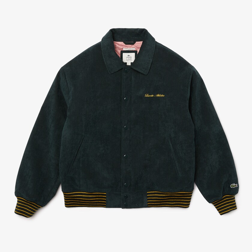 Men's Lacoste Dark Green Jackets LIVE Ribbed Velvet Bomber ZQ6-81258B9