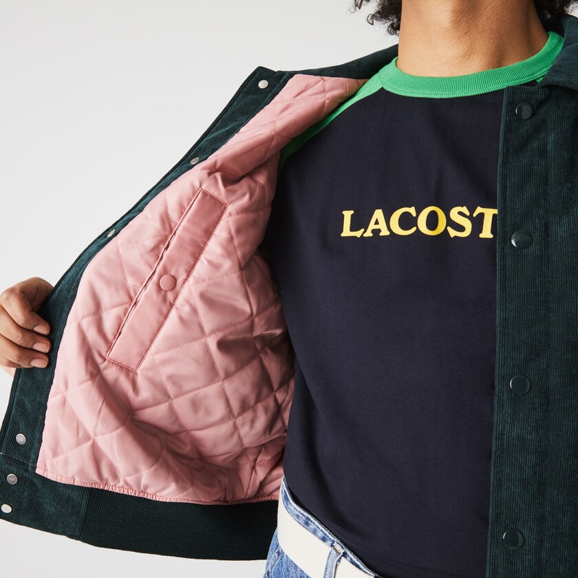 Men's Lacoste Dark Green Jackets LIVE Ribbed Velvet Bomber ZQ6-81258B9