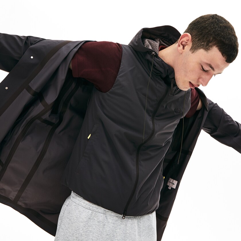 Men's Lacoste Dark Grey Golf Vest Motion 3-in-1 Raincoat With Detachable PU9-59885C9