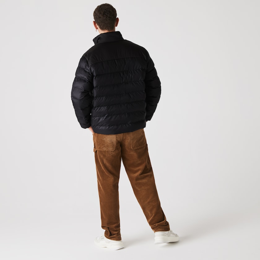 Men's Lacoste Dark Grey / Black Jackets SPORT Two-Tone Water-Resistant Quilted HK2-20942H9