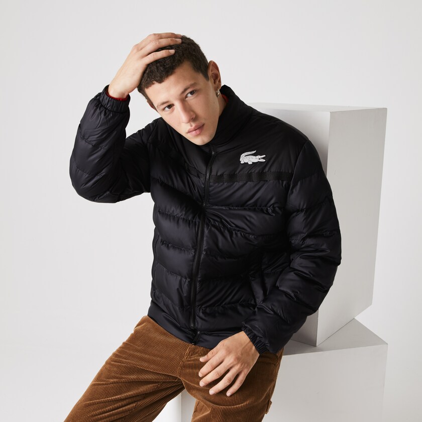 Men's Lacoste Dark Grey / Black Jackets SPORT Two-Tone Water-Resistant Quilted HK2-20942H9