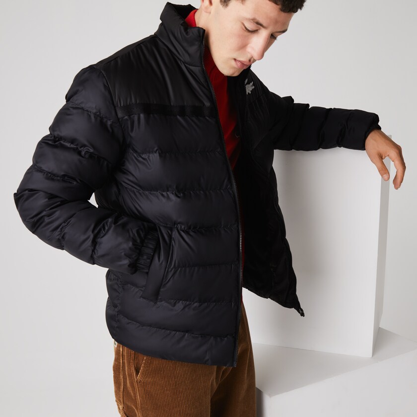 Men's Lacoste Dark Grey / Black Jackets SPORT Two-Tone Water-Resistant Quilted HK2-20942H9