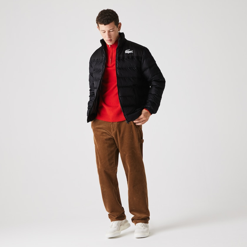 Men's Lacoste Dark Grey / Black Jackets SPORT Two-Tone Water-Resistant Quilted HK2-20942H9