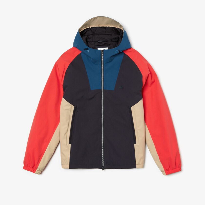 Men's Lacoste Dark Grey / Navy Blue / Red / Beige Jackets Motion Water-Resistant Colorblock Zip GP7-48114I4