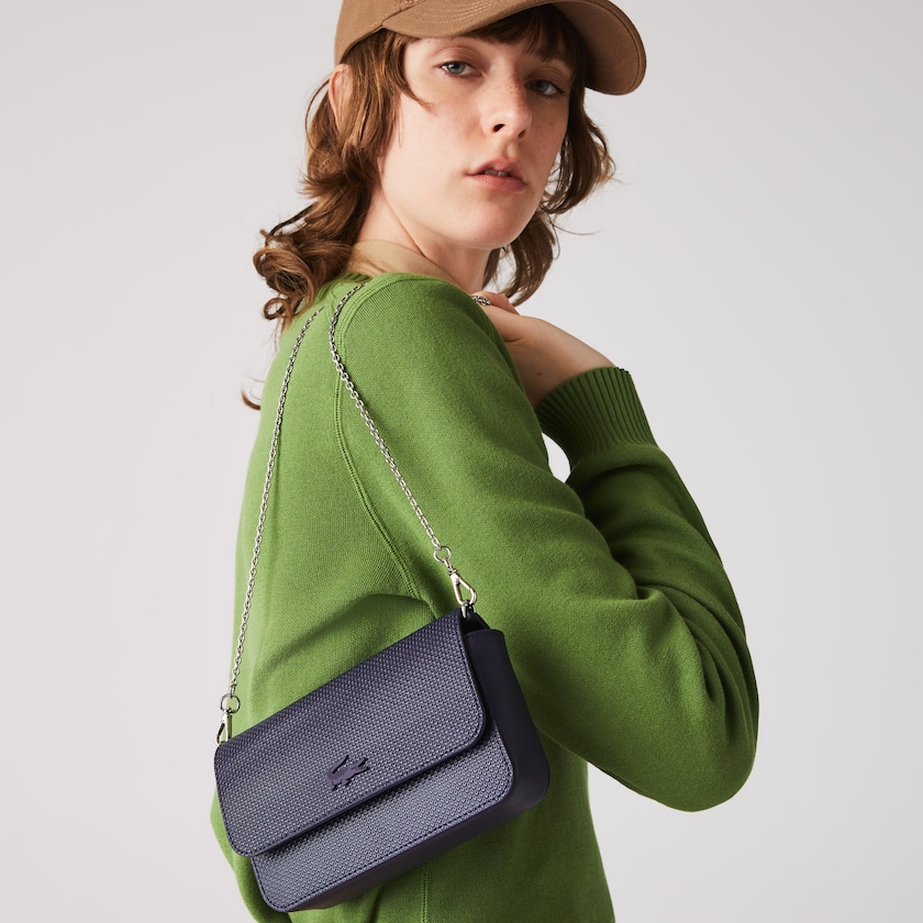 Women's Lacoste Dark Navy Bags Chantaco Matte Piqué Leather Flap Belt Bag RH7-04150T4