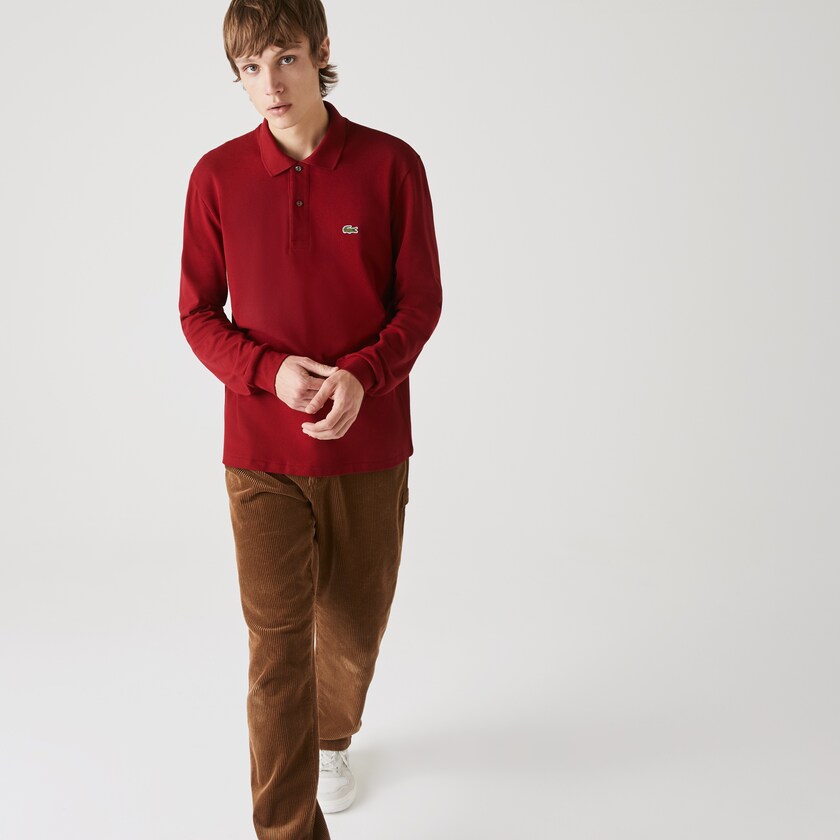 Men's Lacoste Dark Red Polo Shirts Long-Sleeve Classic Fit L.12.12 GL5-04150S0