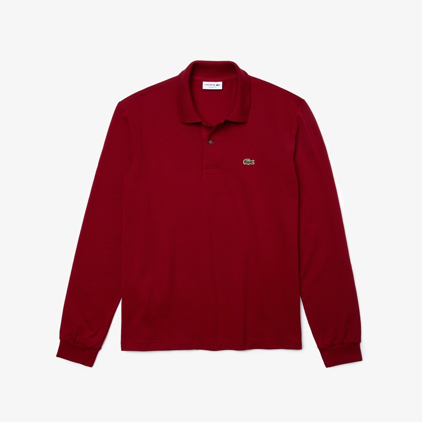 Men's Lacoste Dark Red Polo Shirts Long-Sleeve Classic Fit L.12.12 GL5-04150S0