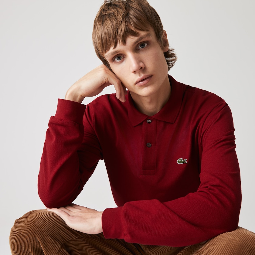 Men's Lacoste Dark Red Polo Shirts Long-Sleeve Classic Fit L.12.12 GL5-04150S0