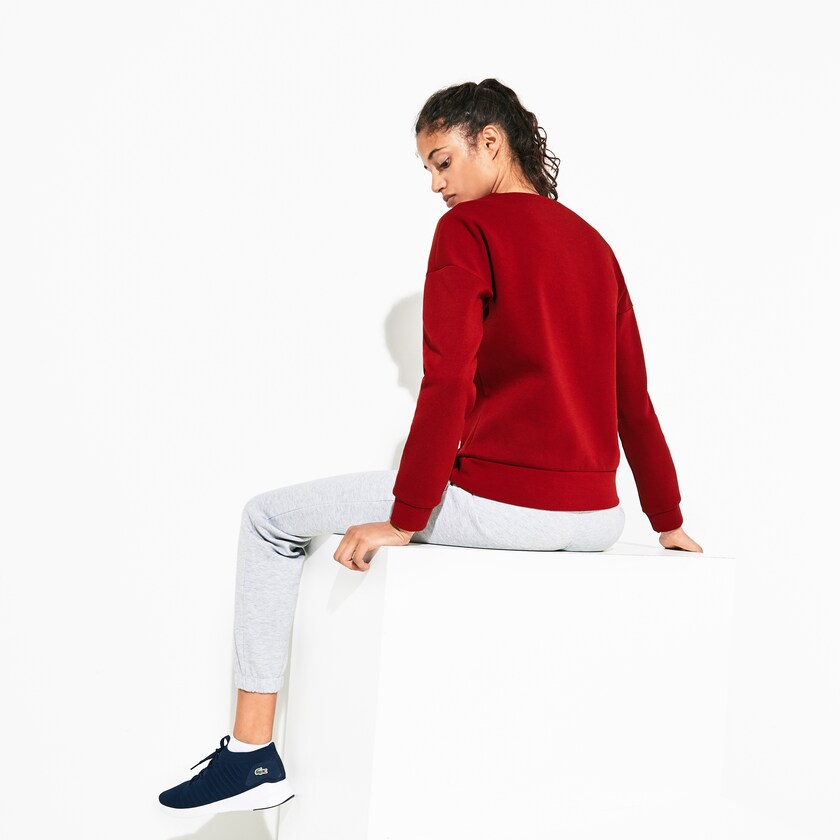 Women's Lacoste Dark Red Sweatshirts SPORT Oversize Croc Cotton-Blend VR2-99249G7