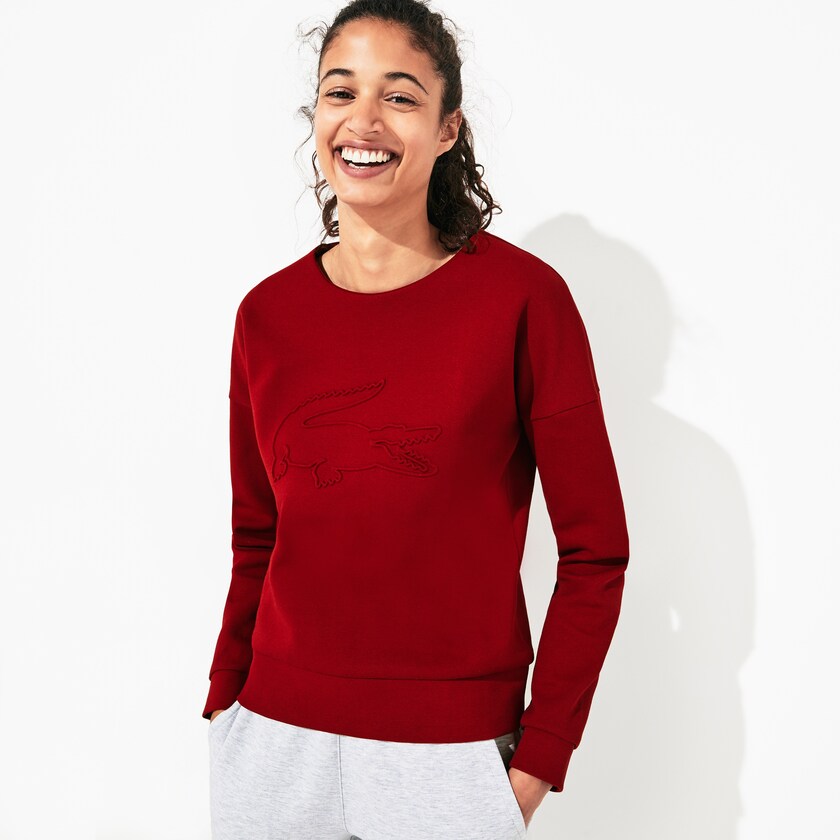 Women's Lacoste Dark Red Sweatshirts SPORT Oversize Croc Cotton-Blend VR2-99249G7