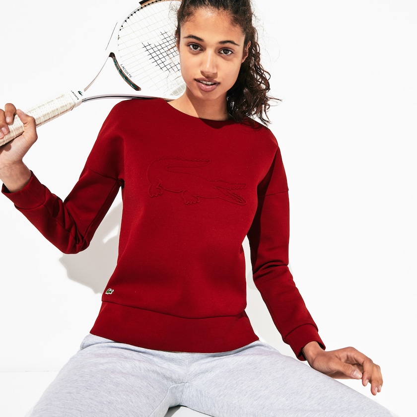 Women's Lacoste Dark Red Sweatshirts SPORT Oversize Croc Cotton-Blend VR2-99249G7