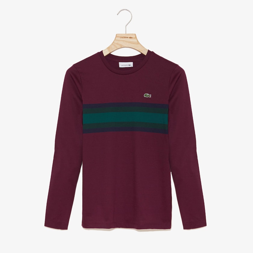 Women's Lacoste Dark Red / Navy Blue / Green T Shirts Long Sleeve Multicolor Stripe GR9-85918U5