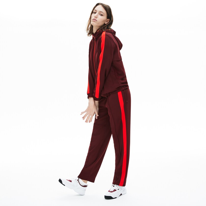 Women's Lacoste Dark Red / Red Sweatshirts Hooded Zip-Up YC7-53865Z8