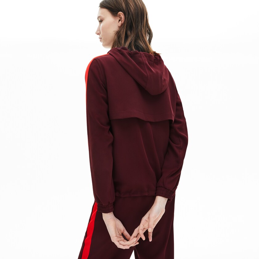 Women's Lacoste Dark Red / Red Sweatshirts Hooded Zip-Up YC7-53865Z8