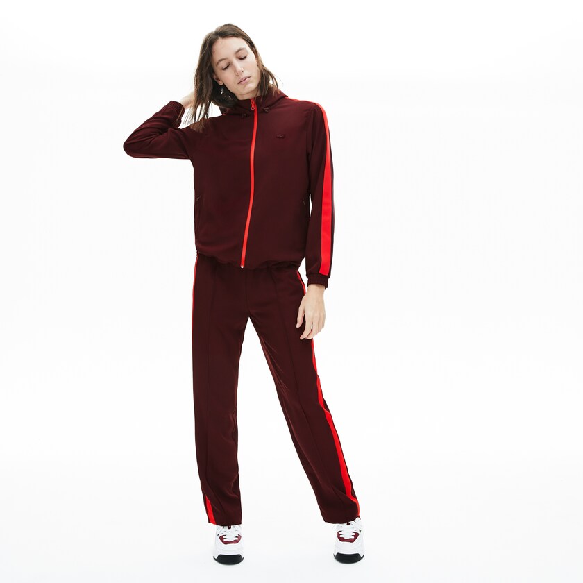 Women's Lacoste Dark Red / Red Sweatshirts Hooded Zip-Up YC7-53865Z8