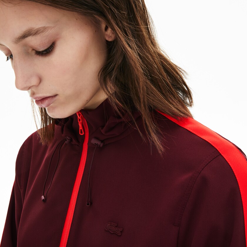 Women's Lacoste Dark Red / Red Sweatshirts Hooded Zip-Up YC7-53865Z8