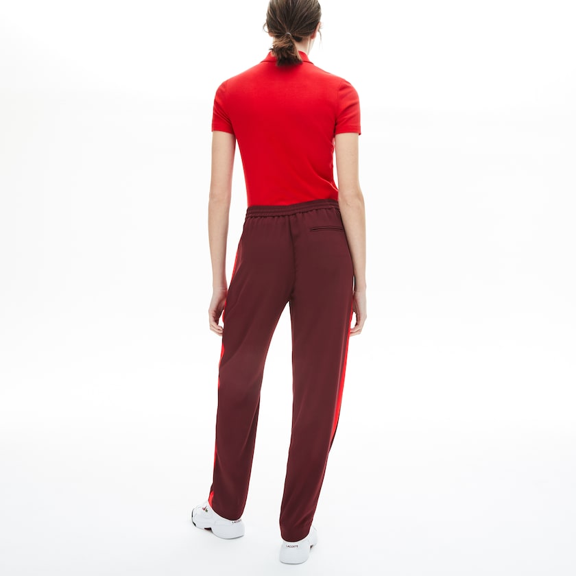 Women's Lacoste Dark Red / Red Pants Side-Stripe Track OA9-03650S6