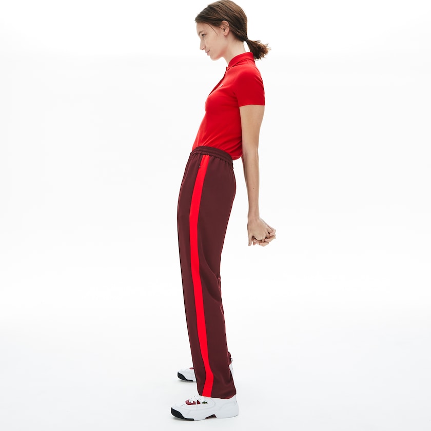 Women's Lacoste Dark Red / Red Pants Side-Stripe Track OA9-03650S6