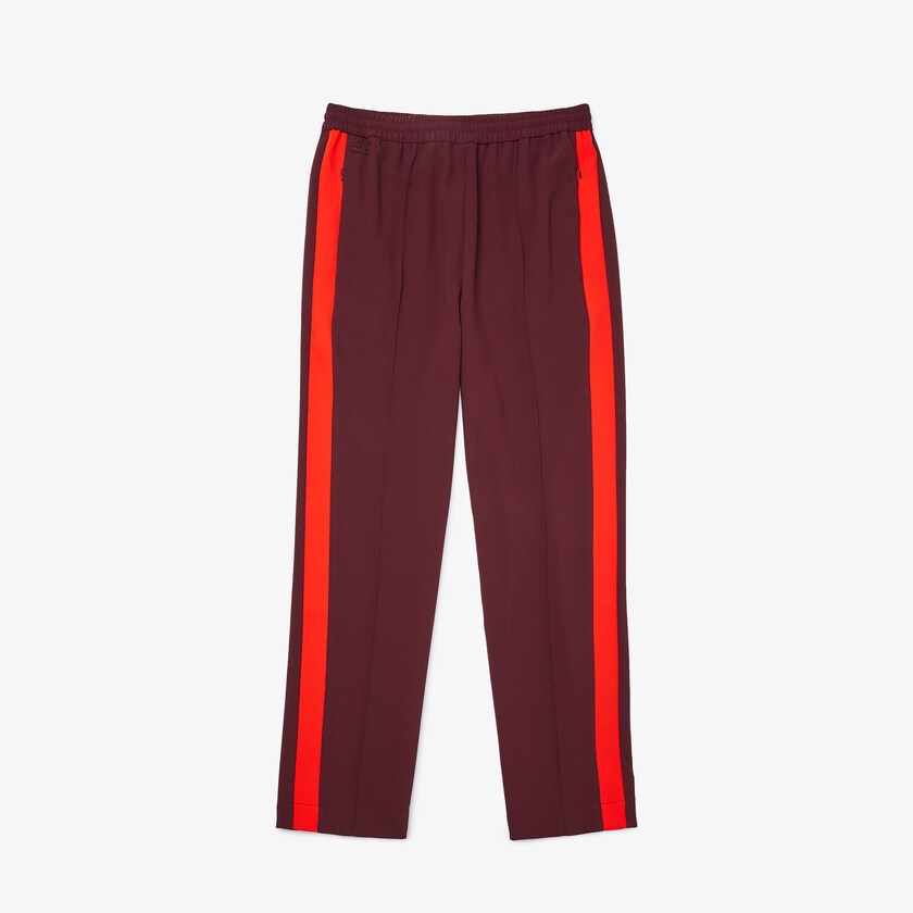 Women's Lacoste Dark Red / Red Pants Side-Stripe Track OA9-03650S6