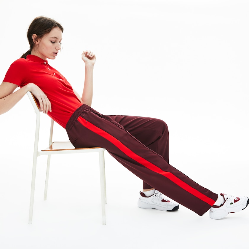 Women's Lacoste Dark Red / Red Pants Side-Stripe Track OA9-03650S6