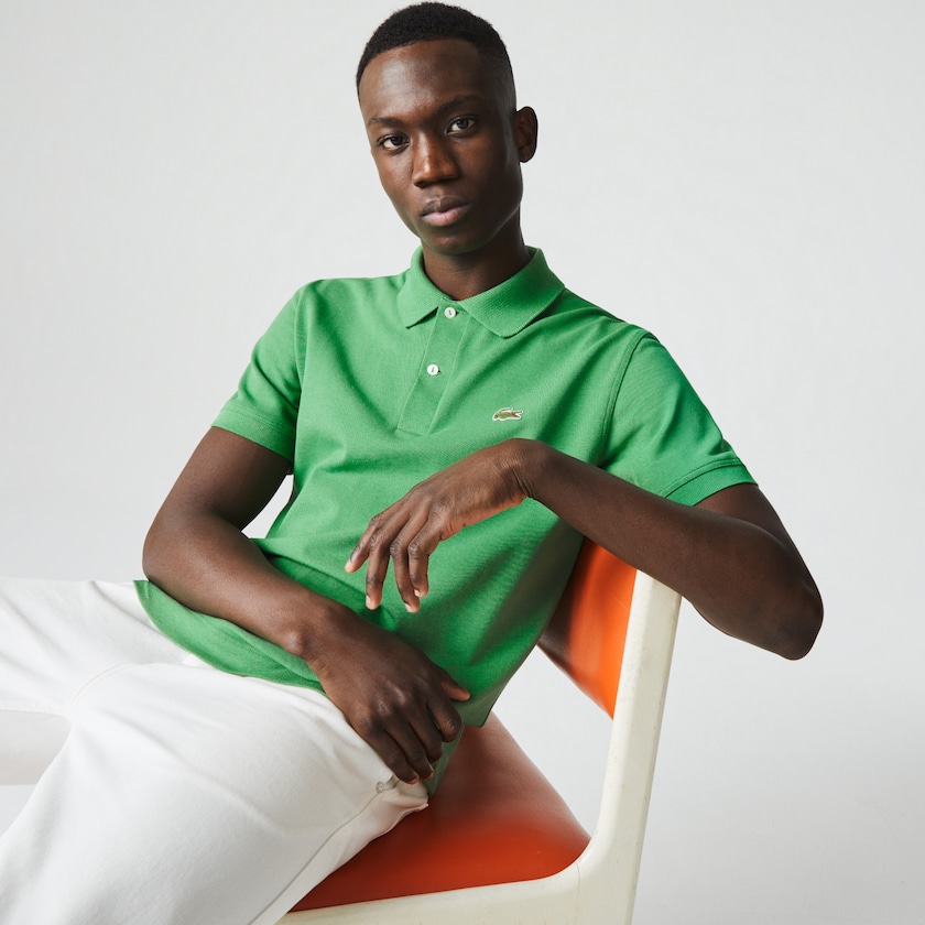 Men's Lacoste Green Polo Shirts Classic Fit Organic Cotton Piqué KP5-46664A2