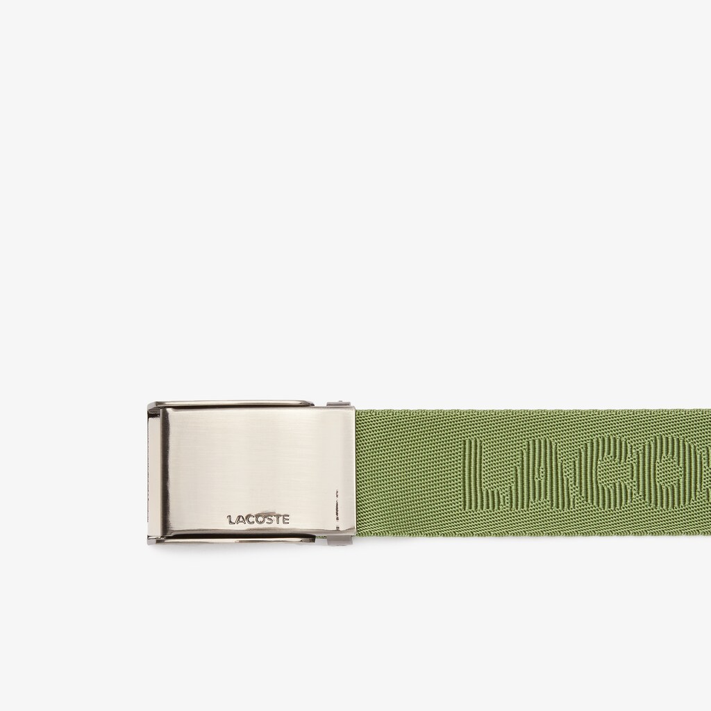Men's Lacoste Green Belts Engraved Plate Buckle Woven Belt TG4-44814J5