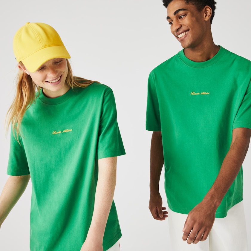 Women's Lacoste Green T Shirts LIVE Relaxed Fit Embroidered Cotton BG9-19261C6