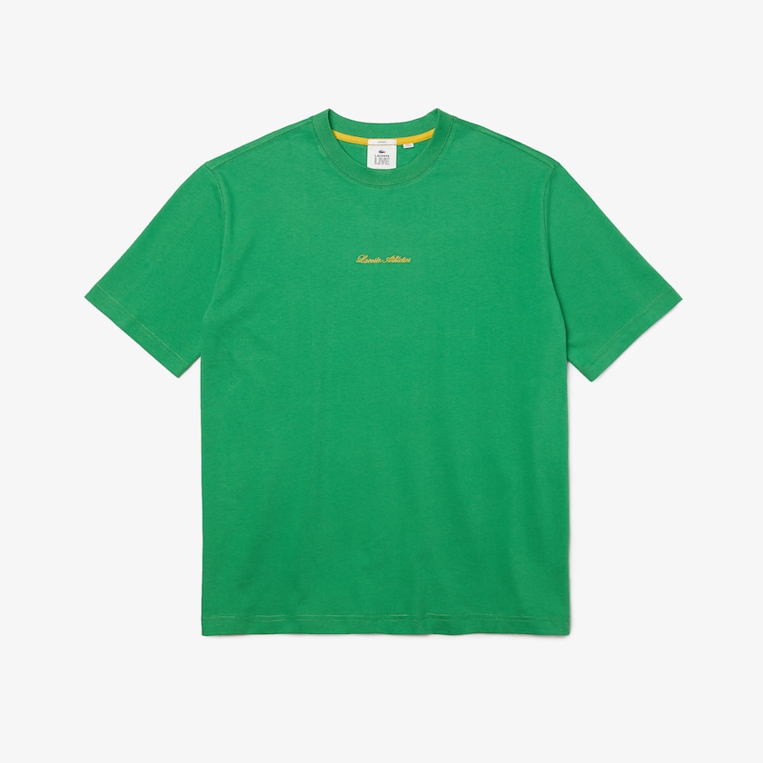 Men's Lacoste Green T Shirts LIVE Relaxed Fit Embroidered Cotton NL7-81908Z4
