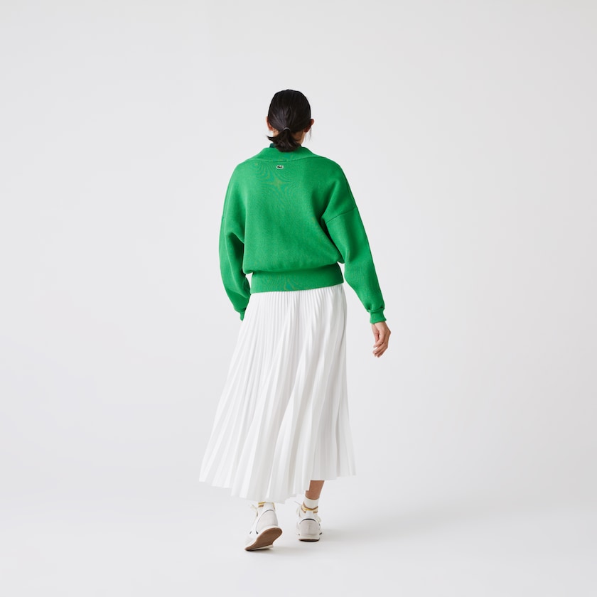 Women's Lacoste Green Sweaters LIVE V-Neck Emblem AJ3-58675D0
