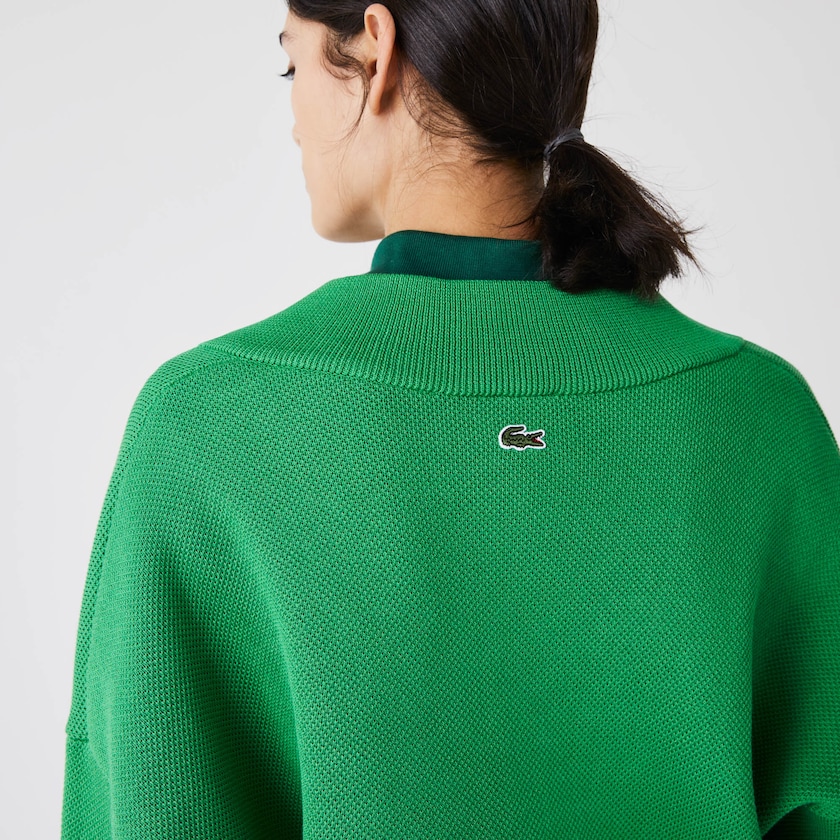 Women's Lacoste Green Sweaters LIVE V-Neck Emblem AJ3-58675D0