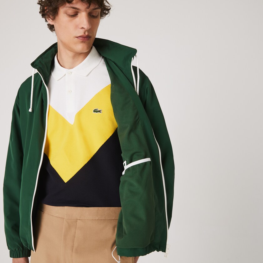 Men's Lacoste Green Windbreaker Lightweight Water-Resistant Hooded SQ3-80168F0