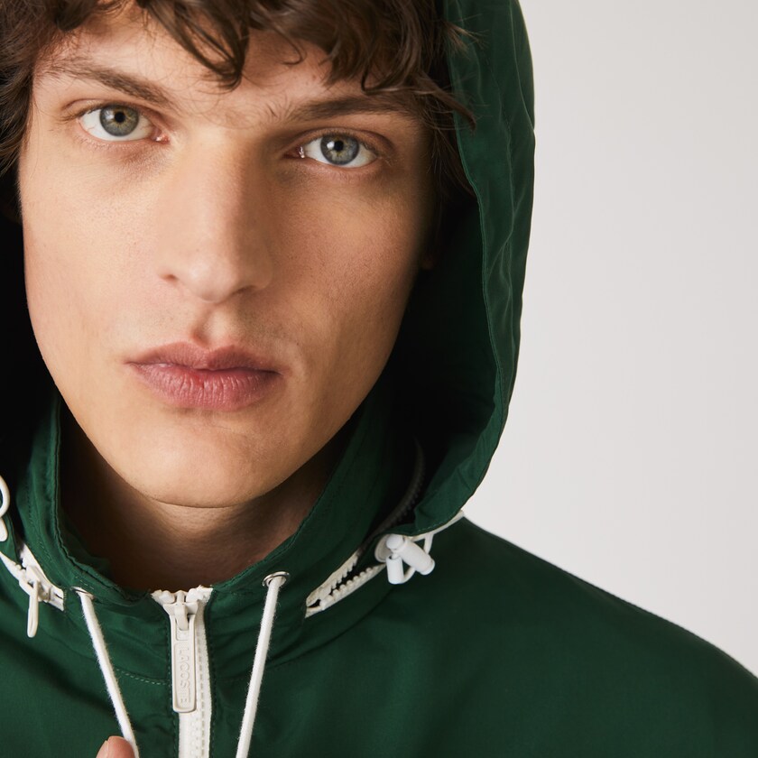 Men's Lacoste Green Windbreaker Lightweight Water-Resistant Hooded SQ3-80168F0