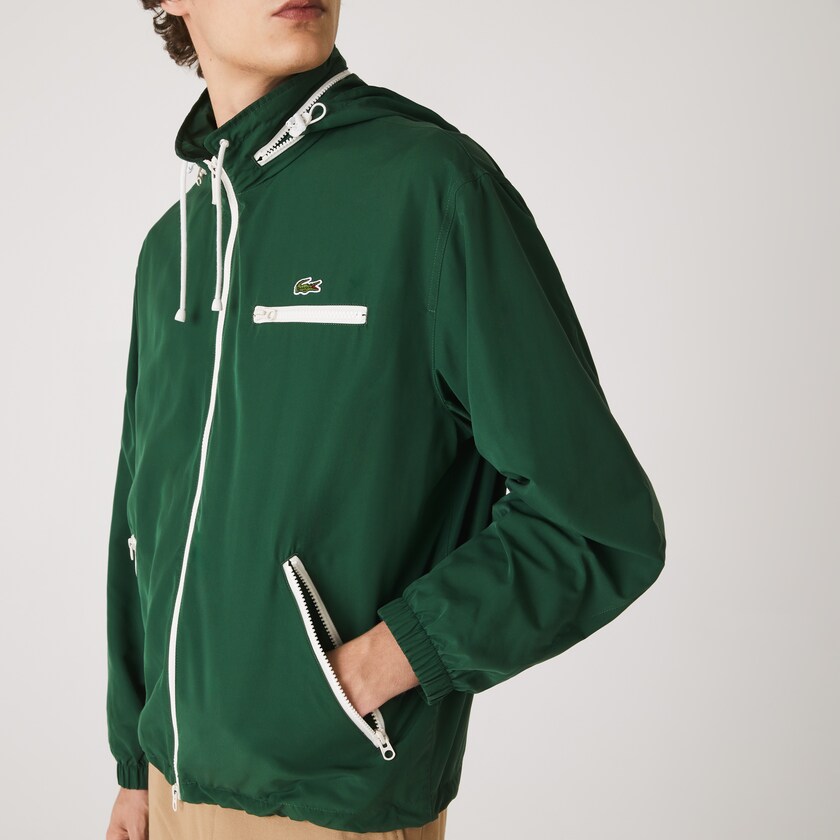 Men's Lacoste Green Windbreaker Lightweight Water-Resistant Hooded SQ3-80168F0