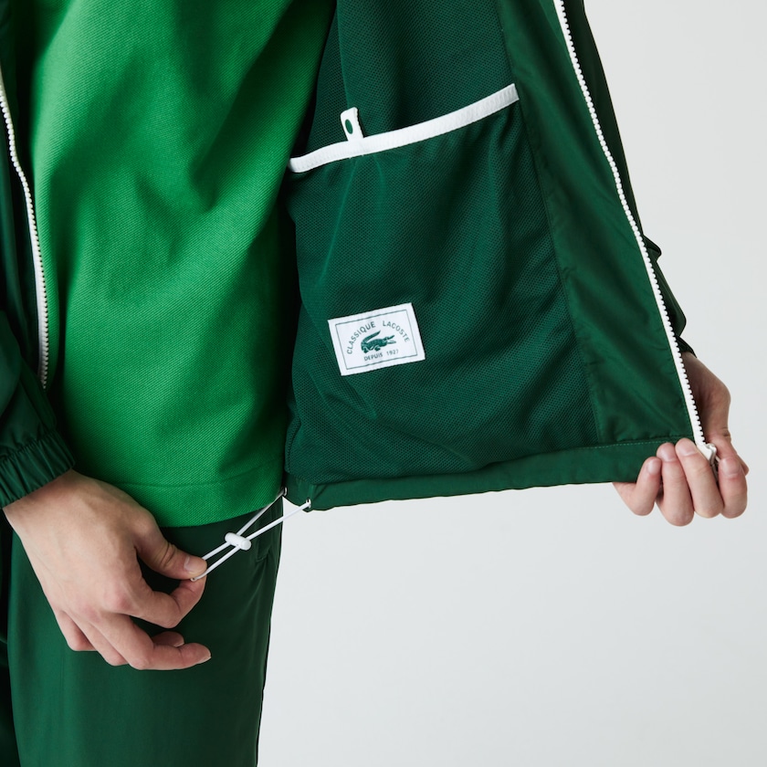 Men's Lacoste Green Windbreaker Lightweight Water-Resistant Zip CB9-56755B1