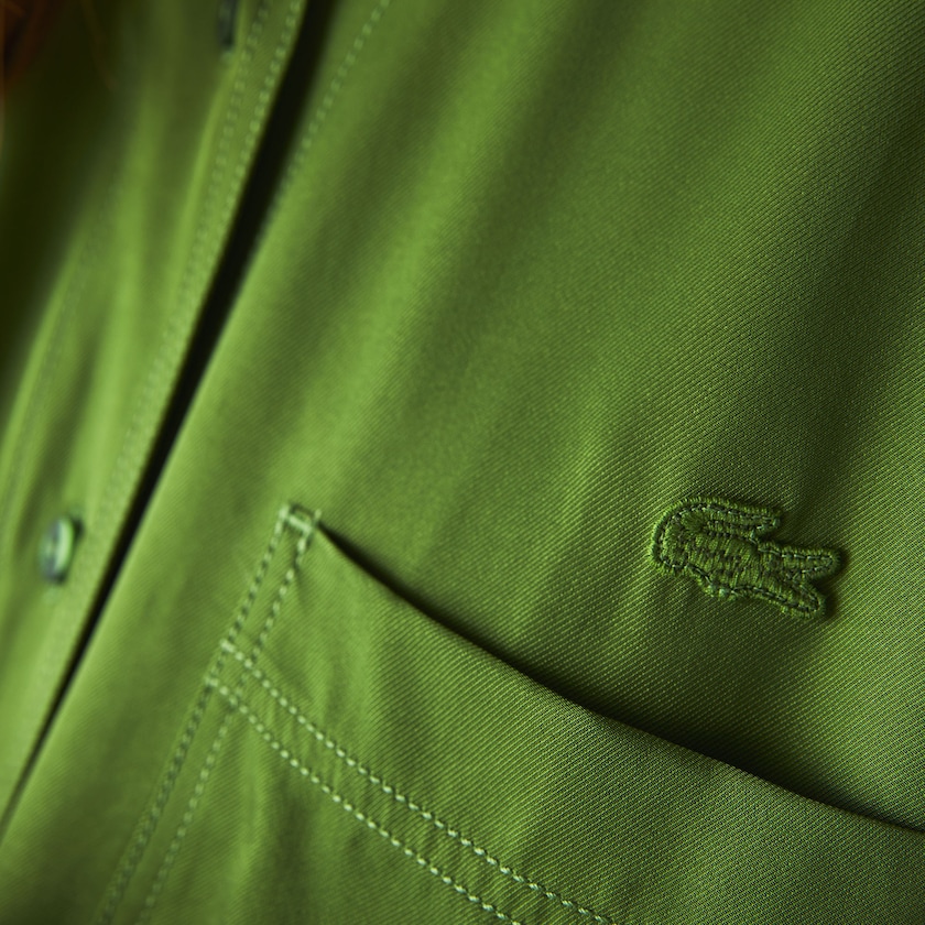 Women's Lacoste Green Shirts Relaxed Fit Adjustable Waist Flowy Mao Collar ZY6-36933M4