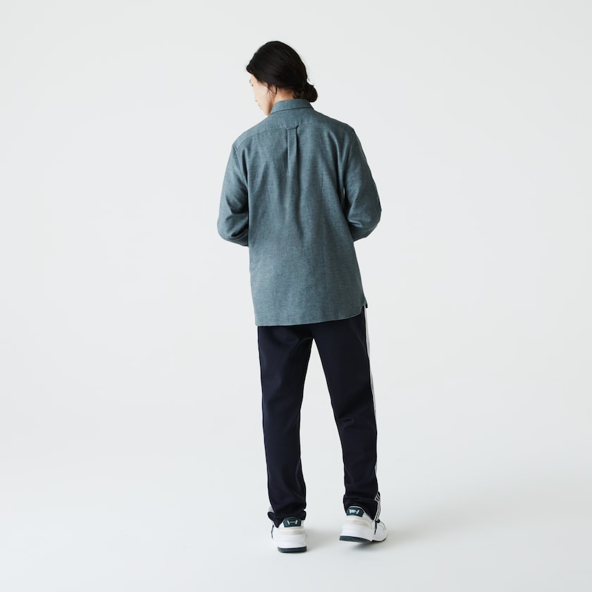 Men's Lacoste Green / Blue Shirts Regular Fit Brushed Effect Cotton RN3-63786X3
