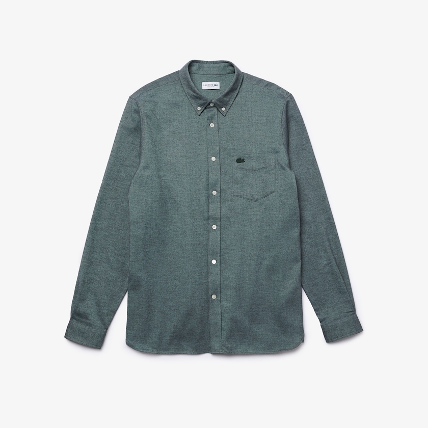 Men's Lacoste Green / Blue Shirts Regular Fit Brushed Effect Cotton RN3-63786X3