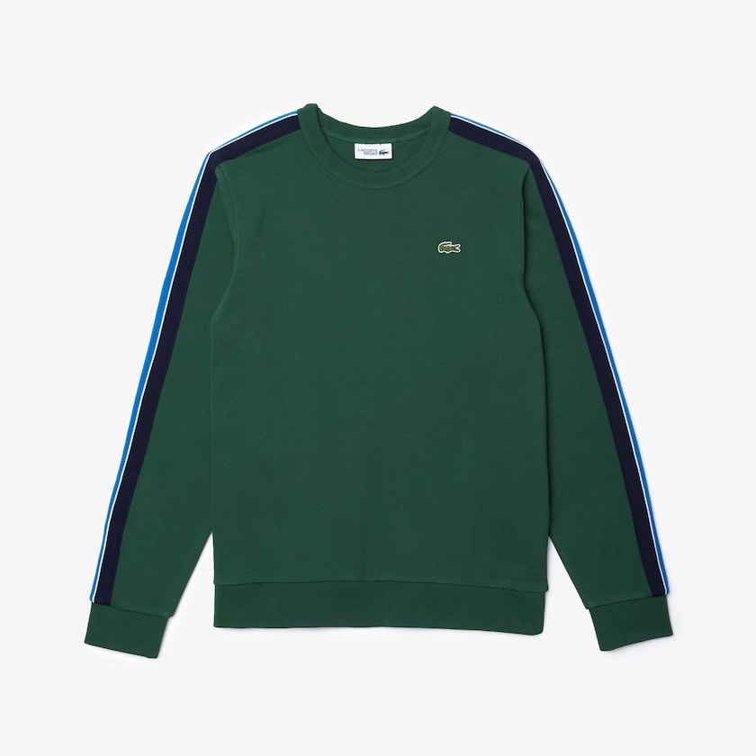 Men's Lacoste Green / Grey / Blue / Navy Blue / White Sweatshirts SPORT Contrast Bands Fleece ZD5-84218N2