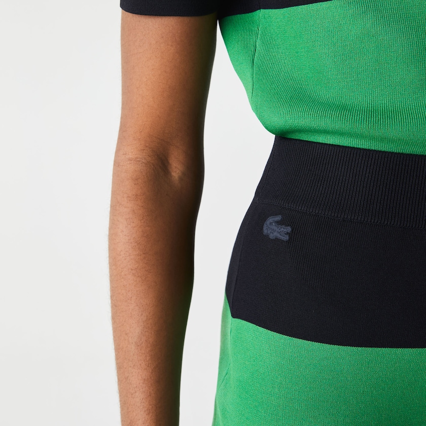 Women's Lacoste Green / Navy Blue Skirts LIVE Long Striped Knit NB7-54335H6