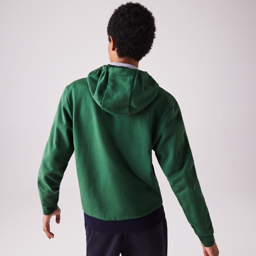 Men's Lacoste Green / Navy Blue / Grey / White Sweatshirts SPORT Colourblock Fleece Zip RT8-94659E6
