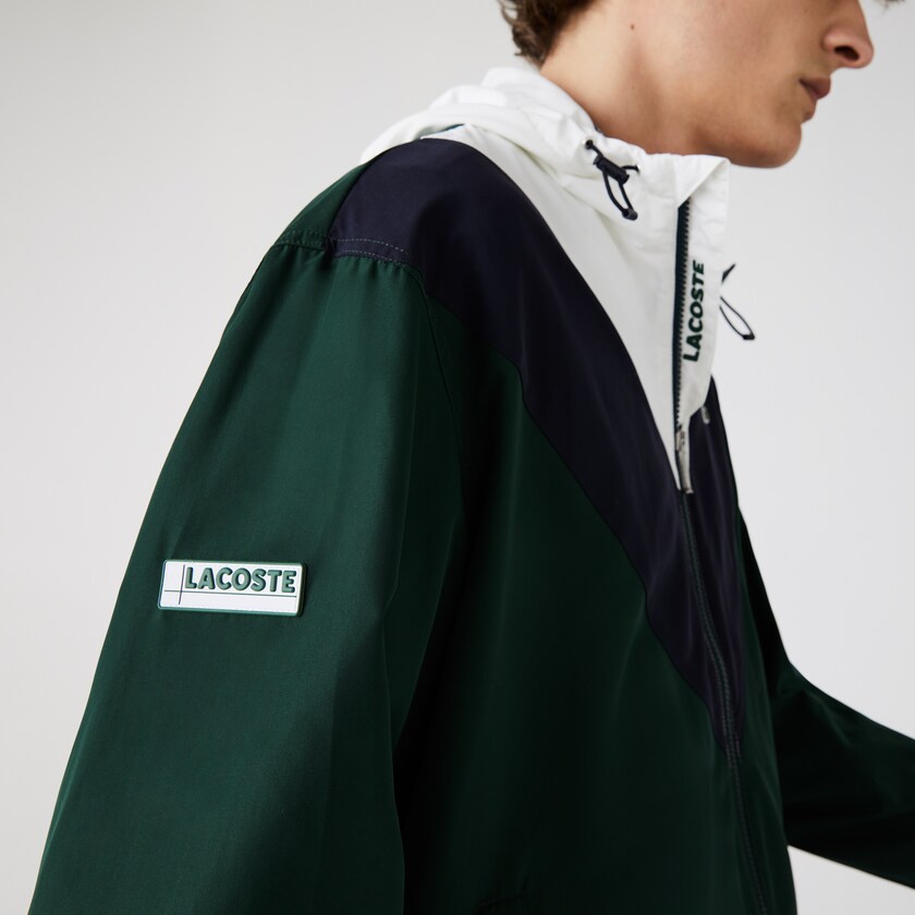 Men's Lacoste Green / Navy Blue / White Jackets Lightweight Colorblock Hooded SE6-35513O5