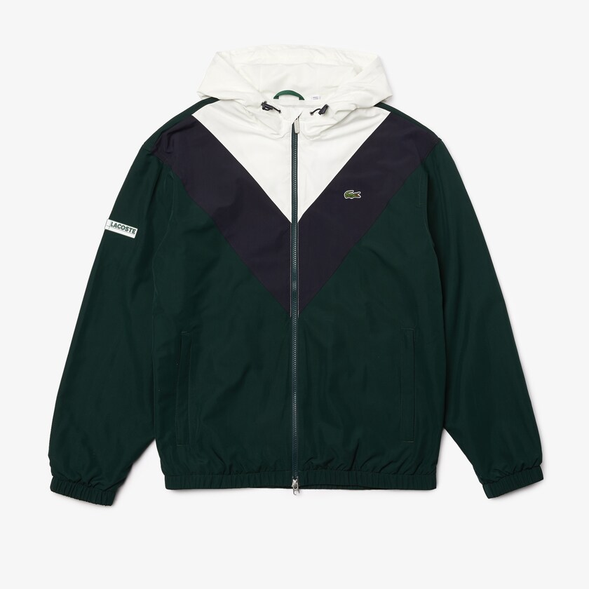Men's Lacoste Green / Navy Blue / White Jackets Lightweight Colorblock Hooded SE6-35513O5