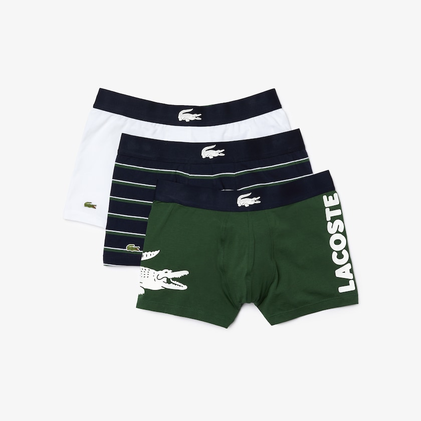 Men's Lacoste Green / Navy Blue / White Briefs Pack of 3 Casual Boxer EV7-27932D6