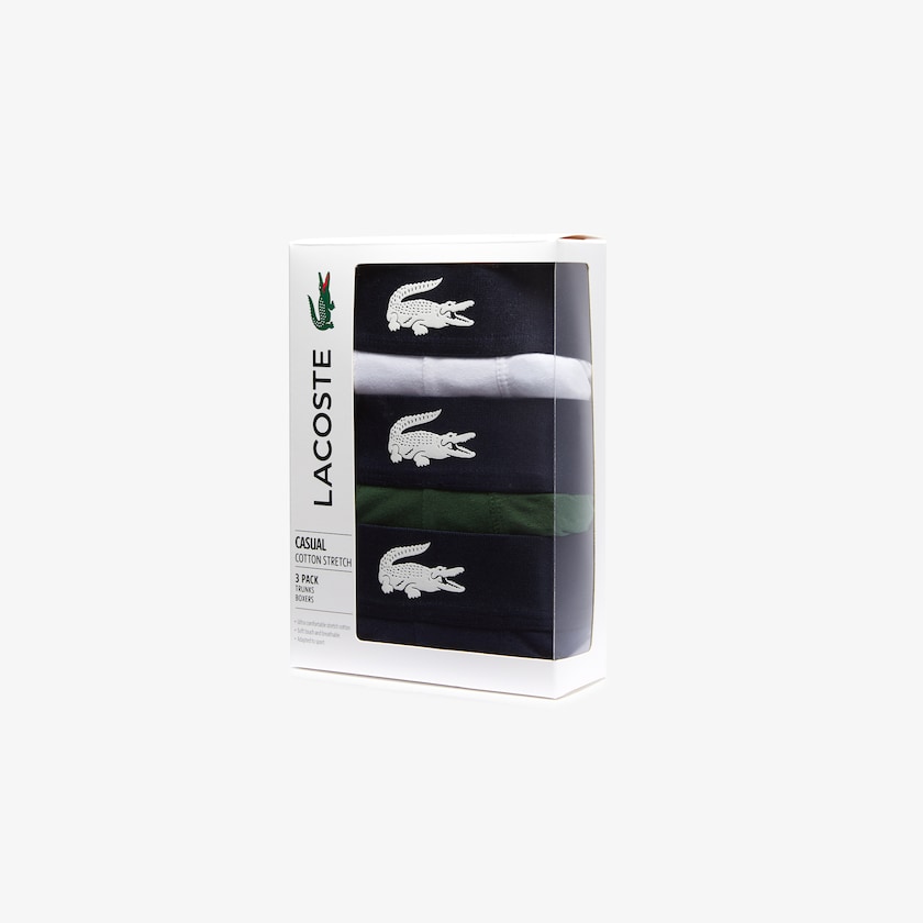 Men's Lacoste Green / Navy Blue / White Briefs Pack of 3 Casual Boxer EV7-27932D6