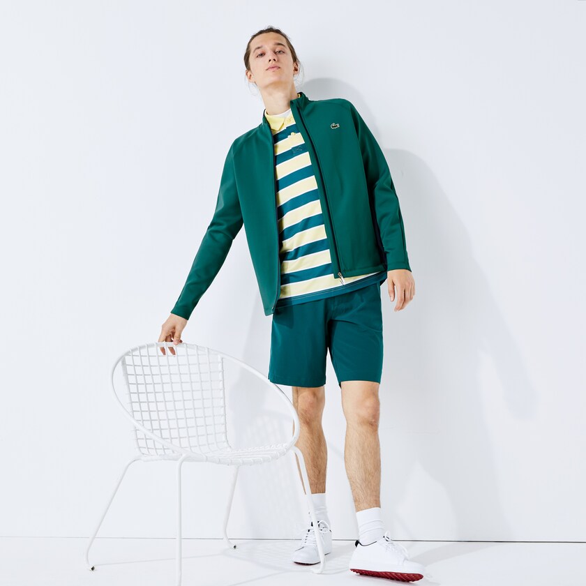 Men's Lacoste Green / Navy Blue / White Sweatshirts SPORT Ergonomic Stretch Zip Golf TR6-92469V1