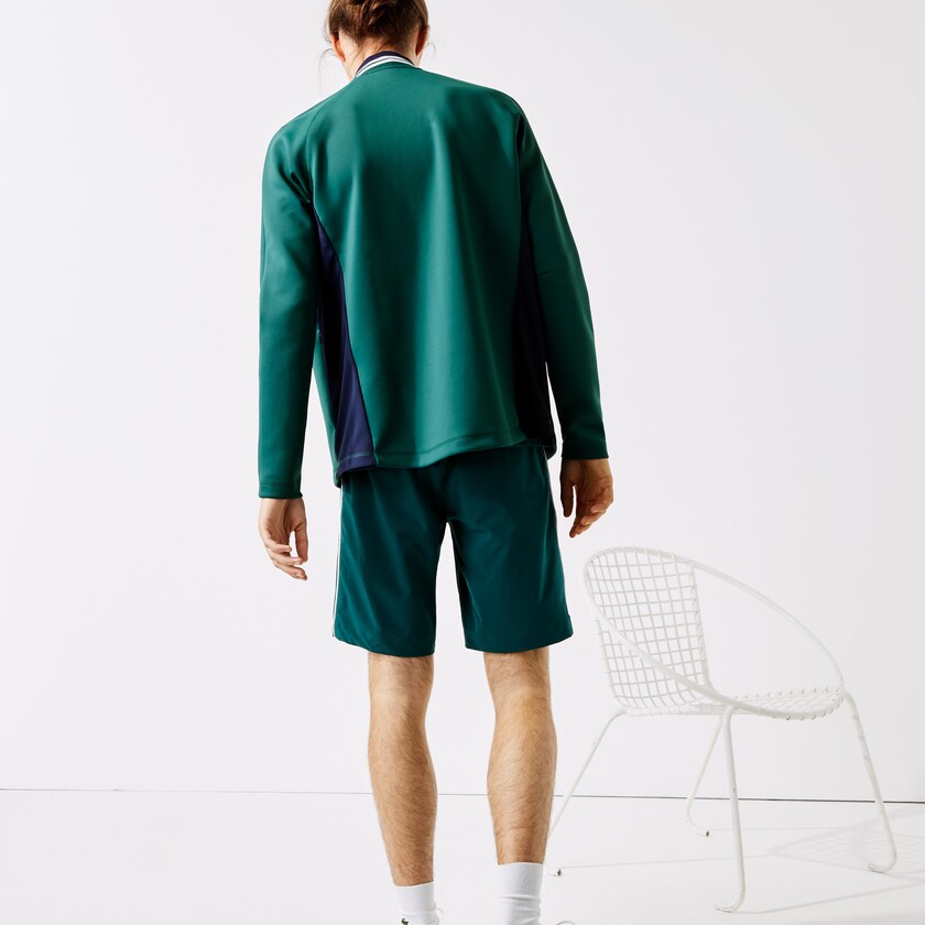 Men's Lacoste Green / Navy Blue / White Sweatshirts SPORT Ergonomic Stretch Zip Golf TR6-92469V1