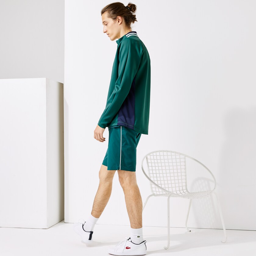 Men's Lacoste Green / Navy Blue / White Sweatshirts SPORT Ergonomic Stretch Zip Golf TR6-92469V1