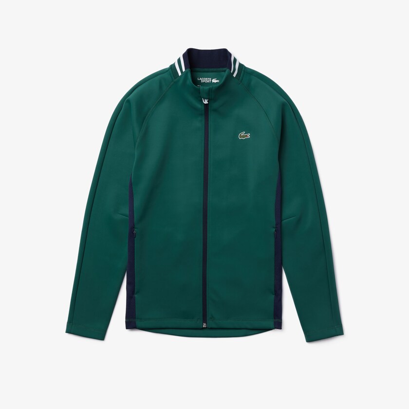 Men's Lacoste Green / Navy Blue / White Sweatshirts SPORT Ergonomic Stretch Zip Golf TR6-92469V1