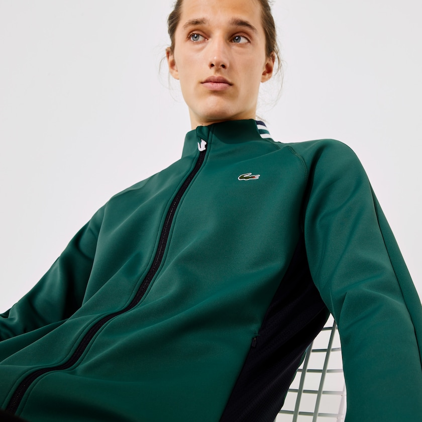 Men's Lacoste Green / Navy Blue / White Sweatshirts SPORT Ergonomic Stretch Zip Golf TR6-92469V1